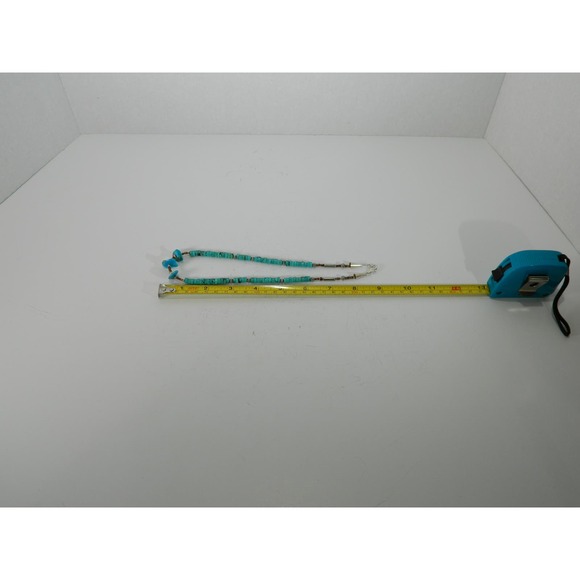 Artisan  Turquoise and Sterling Silver Beads Upcycled Necklace Handmade - Picture 3 of 4